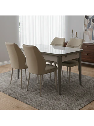Comedor Rectangular Expandible Marshall con 4 Sillas EcoCuero