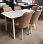 Juego de Comedor Moderno Blanco con 4 Sillas Tapizadas en EcoCuero Beige - Miniatura 2