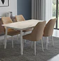 Juego de Comedor Moderno Blanco con 4 Sillas Tapizadas en EcoCuero Beige - Miniatura 1