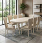 Comedor Blanco Hueso Extensible Retráctil 6 a 8 Sillas Tapizadas Estilo Clásico - Miniatura 1