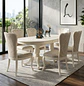 Comedor Blanco Hueso Extensible Retráctil 6 a 8 Sillas Tapizadas Estilo Clásico - Miniatura 2