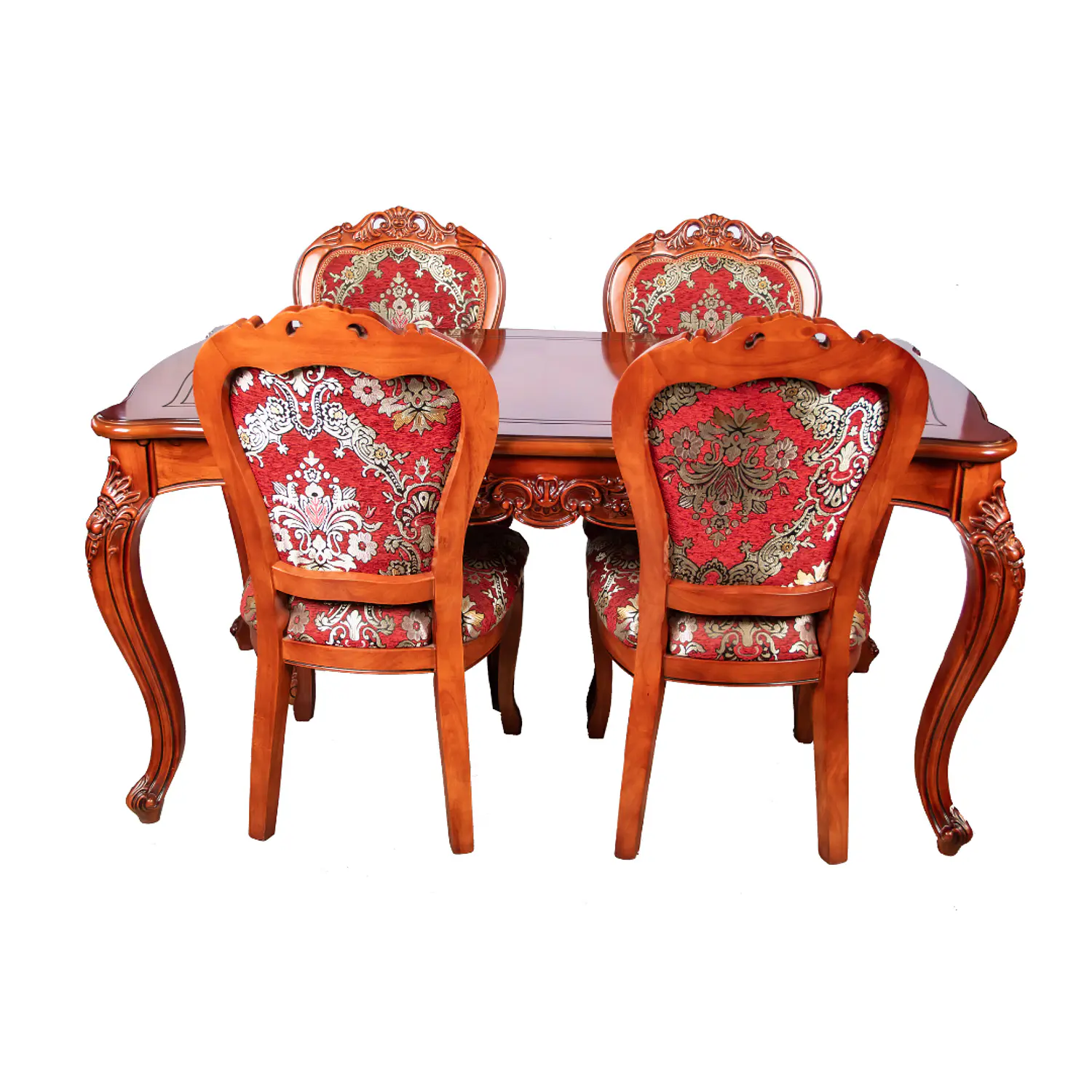 Comedor Clásico de Madera Caoba con 6 Sillas Tapizadas 4