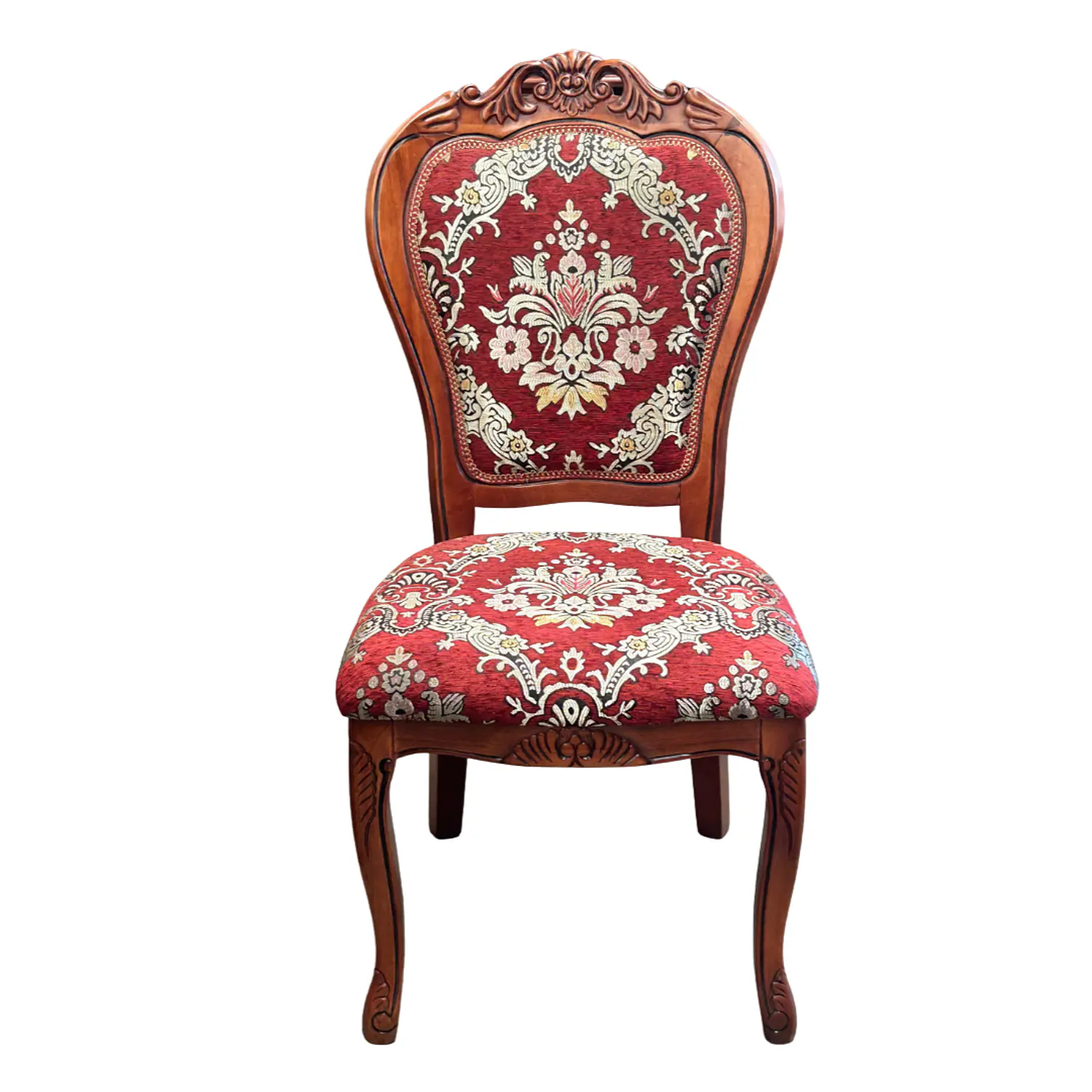 Comedor Clásico de Madera Caoba con 6 Sillas Tapizadas 12