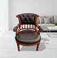 Sitial Clásico Capitoné de Roble Americano con Ecocuero | Silla Vintage Elegante | Grecia - Miniatura 2
