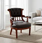 Sitial Clásico Capitoné de Roble Americano con Ecocuero | Silla Vintage Elegante | Grecia - Miniatura 1