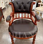 Sitial Clásico Capitoné de Roble Americano con Ecocuero | Silla Vintage Elegante | Grecia - Miniatura 3