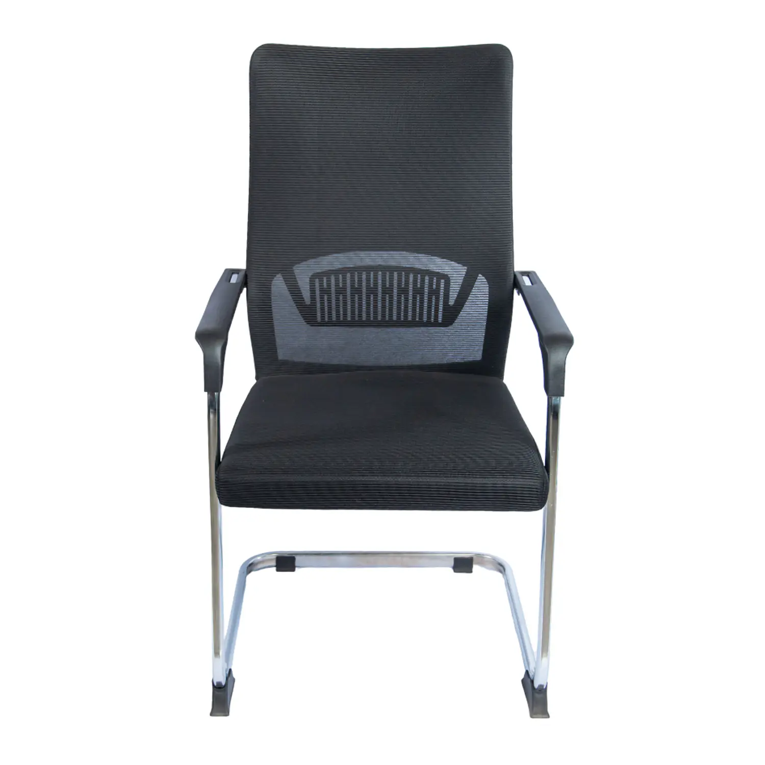 Silla de Visita Oficina Negra de Malla Ergonómica con Brazos y Base Cromada 3