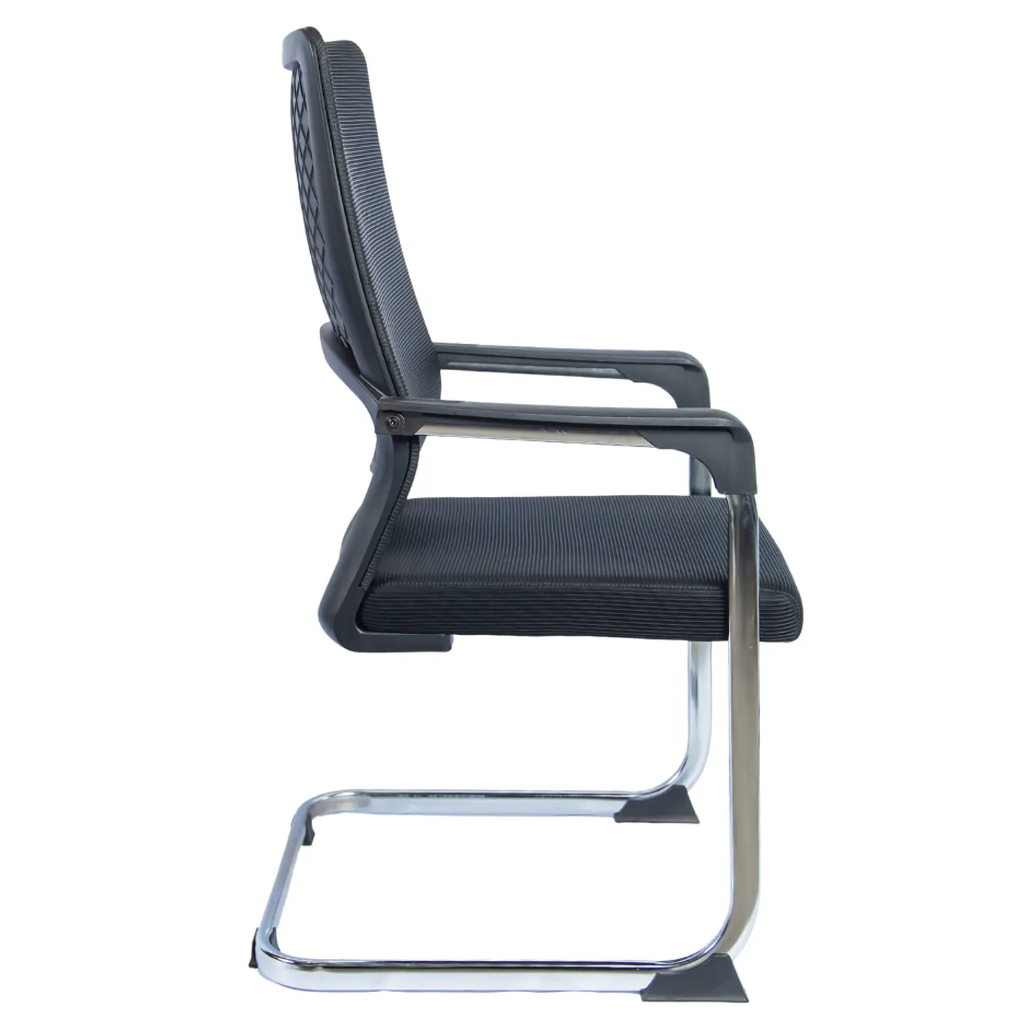 Silla de Visita Oficina Negra de Malla Ergonómica con Brazos y Base Cromada 4