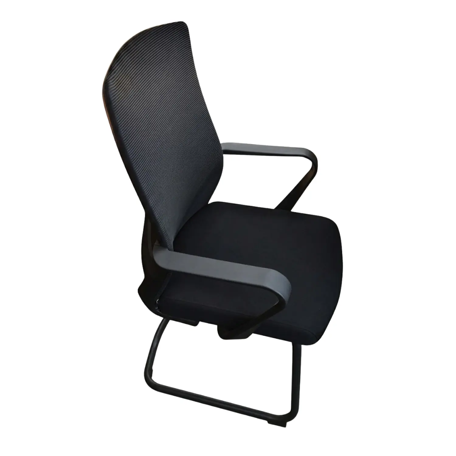 Silla Fija de Visita y Oficina Ergonómica de Malla Negra con Apoyabrazos 3