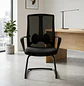 Silla Fija de Visita y Oficina Ergonómica de Malla Negra con Apoyabrazos - Miniatura 1