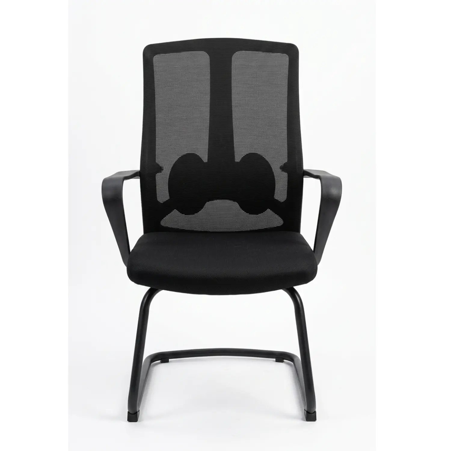 Silla Fija de Visita y Oficina Ergonómica de Malla Negra con Apoyabrazos 2