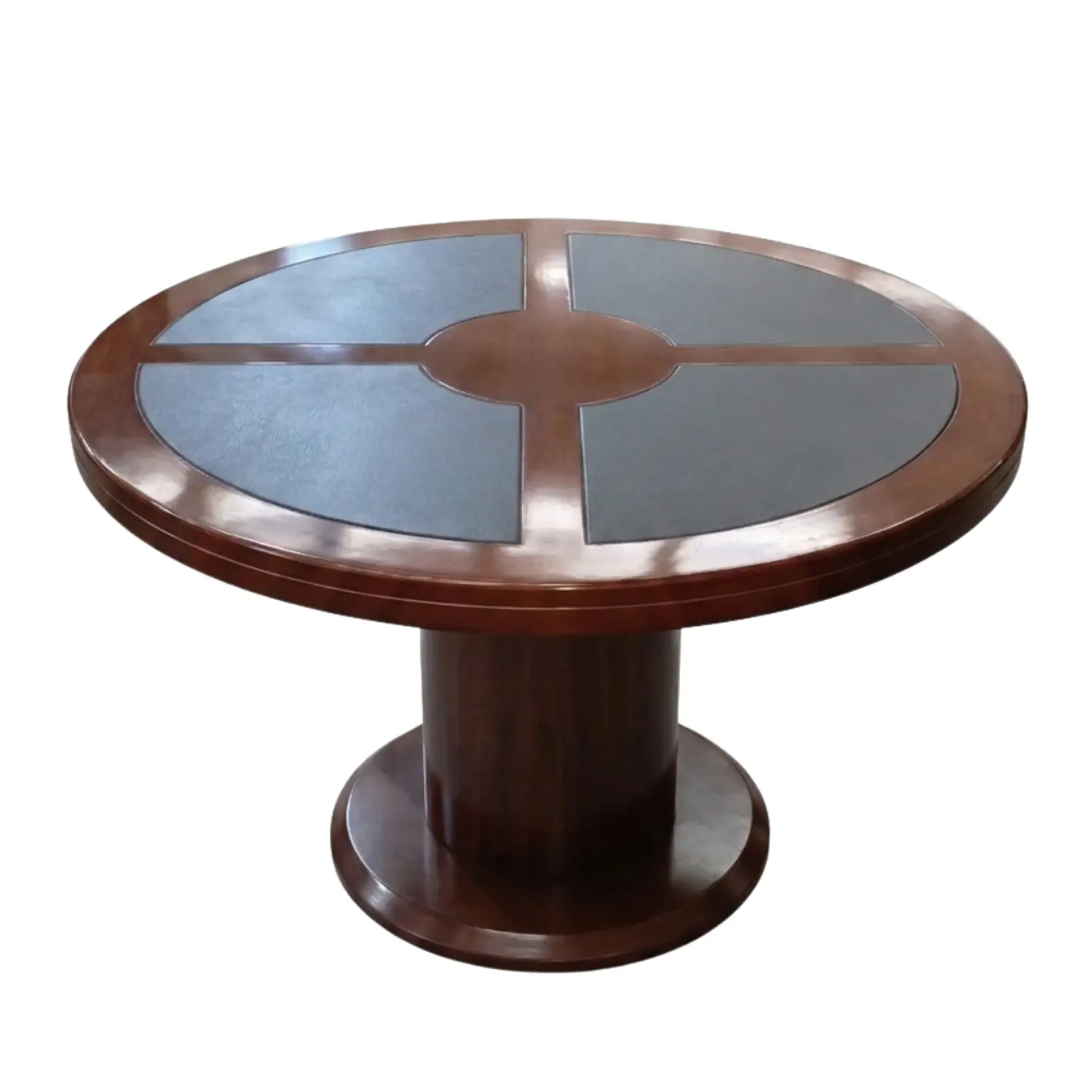 Mesa de Reunión Redonda de Madera con Base Central y Superficie Antideslizante 4