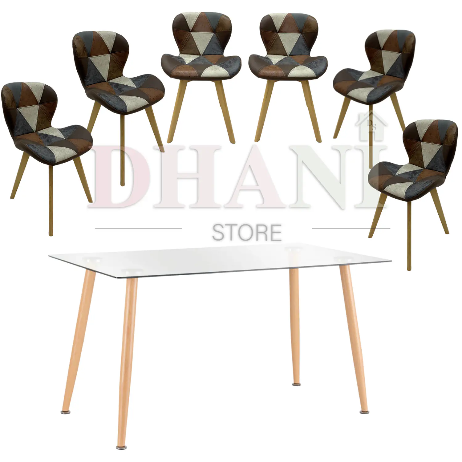 Comedor de Vidrio Rectangular y 6 Sillas Mariposa Davinci 5