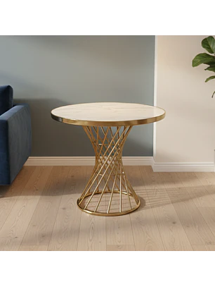 Mesa de Cafetería Redonda 70 cm Base Dorada 