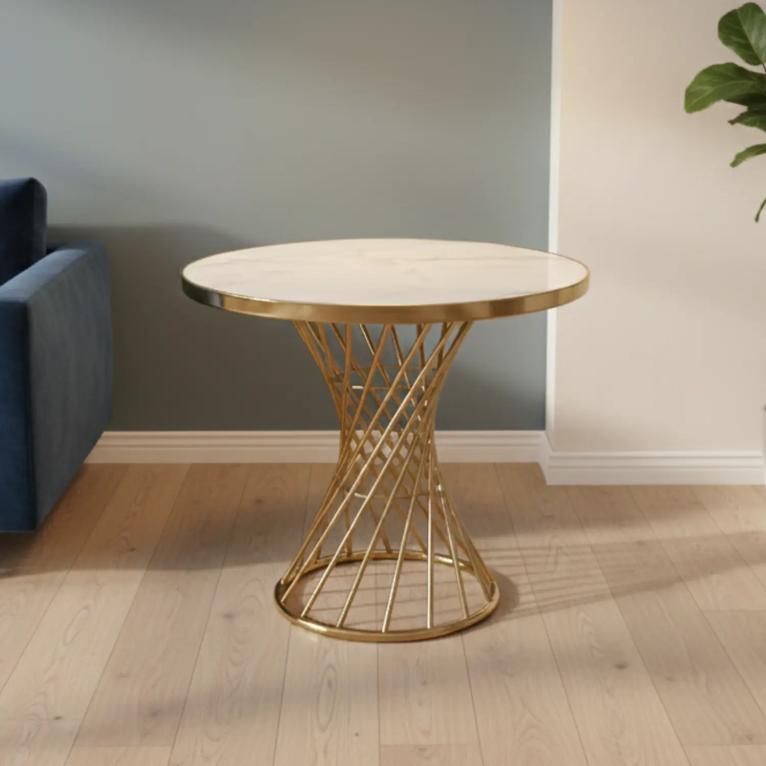 Mesa de Cafetería Redonda 70 cm Base Dorada  1