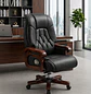 Silla de Escritorio Gerencial de cuero Negro con Brazos de Madera - Miniatura 1