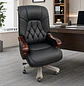 Silla de Escritorio Gerencial de cuero Negro con Brazos de Madera - Miniatura 4