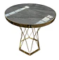 Mesa Lateral Efecto Mármol Gris Redonda con Base Dorada - Miniatura 2