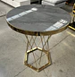 Mesa Lateral Efecto Mármol Gris Redonda con Base Dorada - Miniatura 6