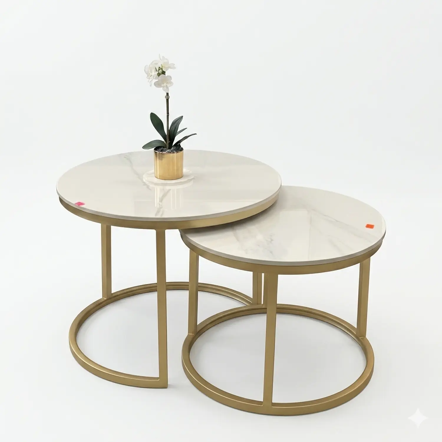 Mesa de Centro Doble Nido con Cubierta Piedra Sinterizada 2