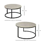 Mesa de Centro Doble Circular Efecto Mármol Gris con Base Negra - Miniatura 4