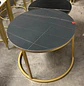 Mesa de Centro Doble Nido Negra Piedra Sinterizada con Base Dorada - Miniatura 4