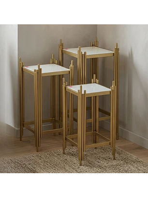 Mesa Lateral Postmoderna Cuadrada con Cubierta Acrílica 