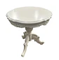 Mesa Lateral Redonda de Madera Tallada Blanca Estilo Clásico 70x60 - Miniatura 3