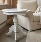 Mesa Lateral Redonda de Madera Tallada Blanca Estilo Clásico 70x60 - Miniatura 2