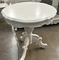 Mesa Lateral Redonda de Madera Tallada Blanca Estilo Clásico 70x60 - Miniatura 6