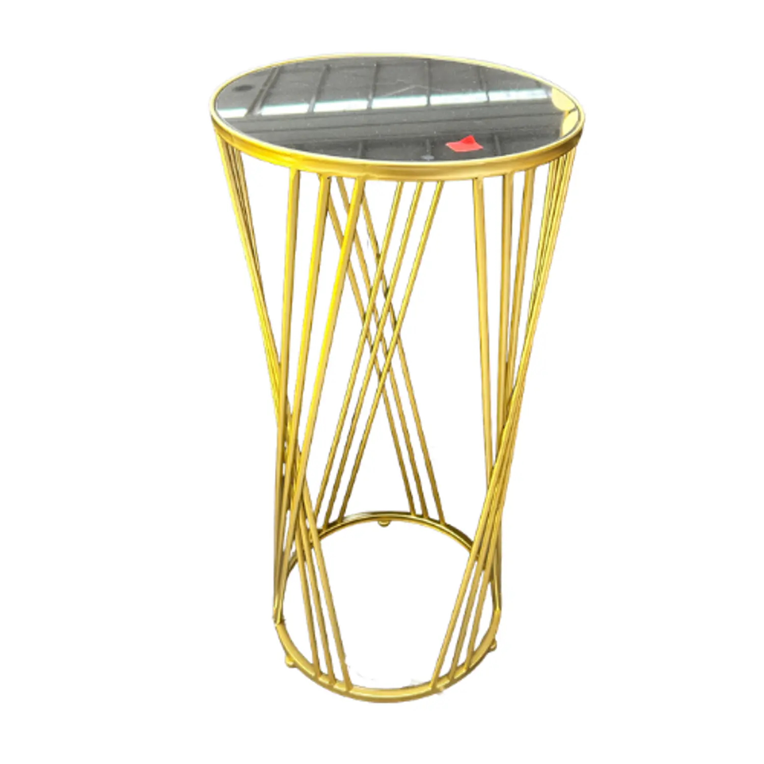 Mesa Lateral Redonda Dorada con Cubierta Negra 3