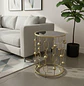 Set 2 Mesas Laterales Redondas Cristal Negro y Estructura Dorada - Miniatura 6