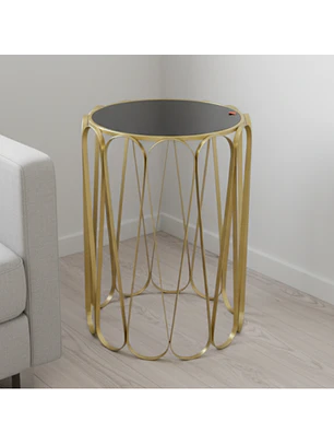 Mesa Lateral Cairo Postmoderna  Metalica Gold 70x40 