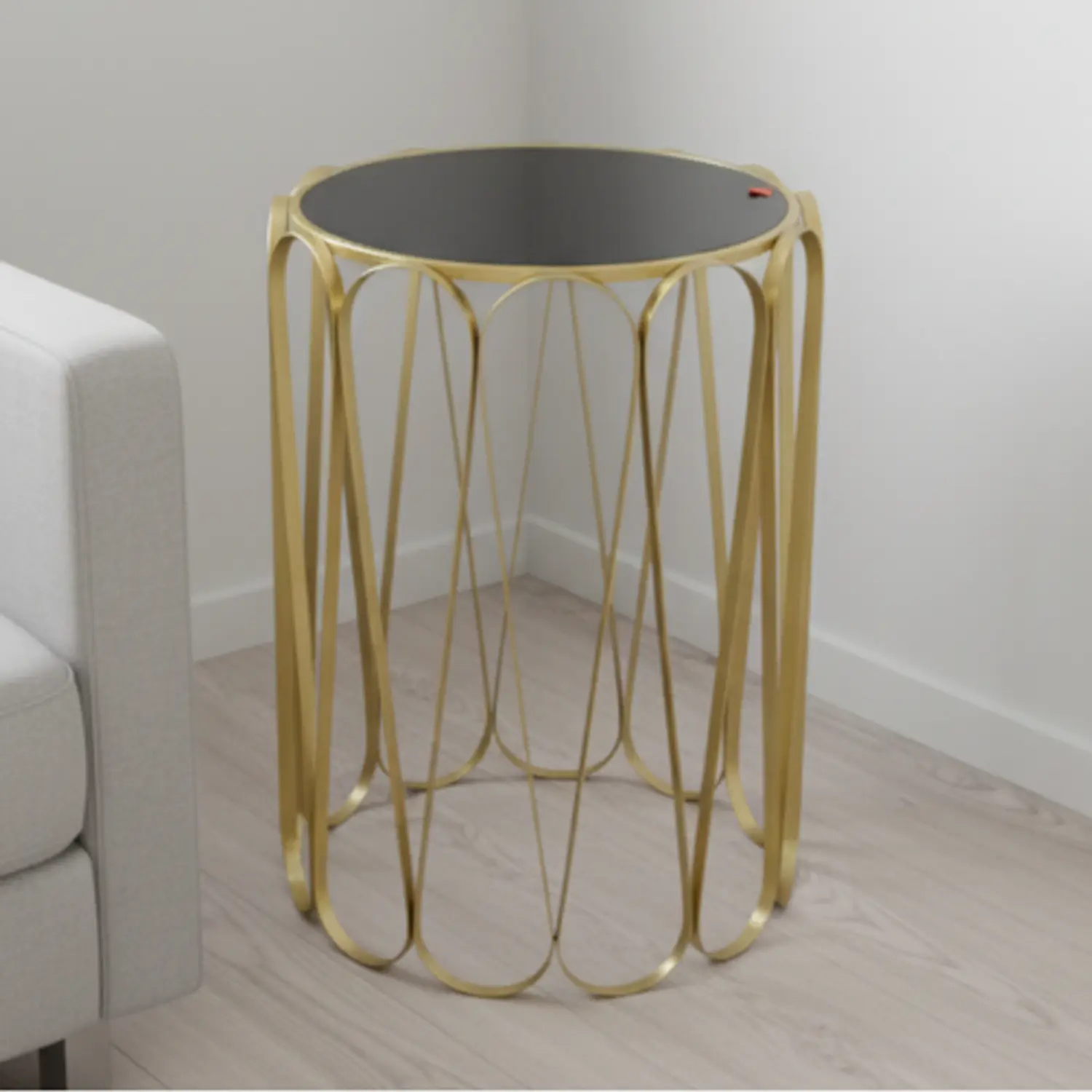 Mesa Lateral Cairo Postmoderna  Metalica Gold 70x40  1