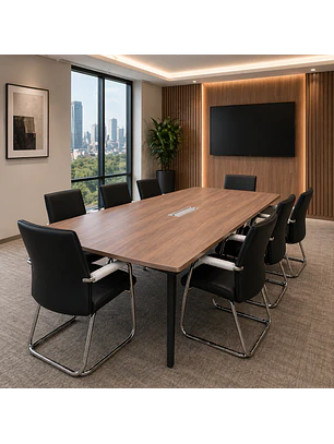 Mesa de Reuniones Rectangular de Madera Caoba Oscuro