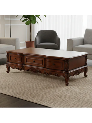 Mesa de Centro Grande de Madera con Almacenamiento 