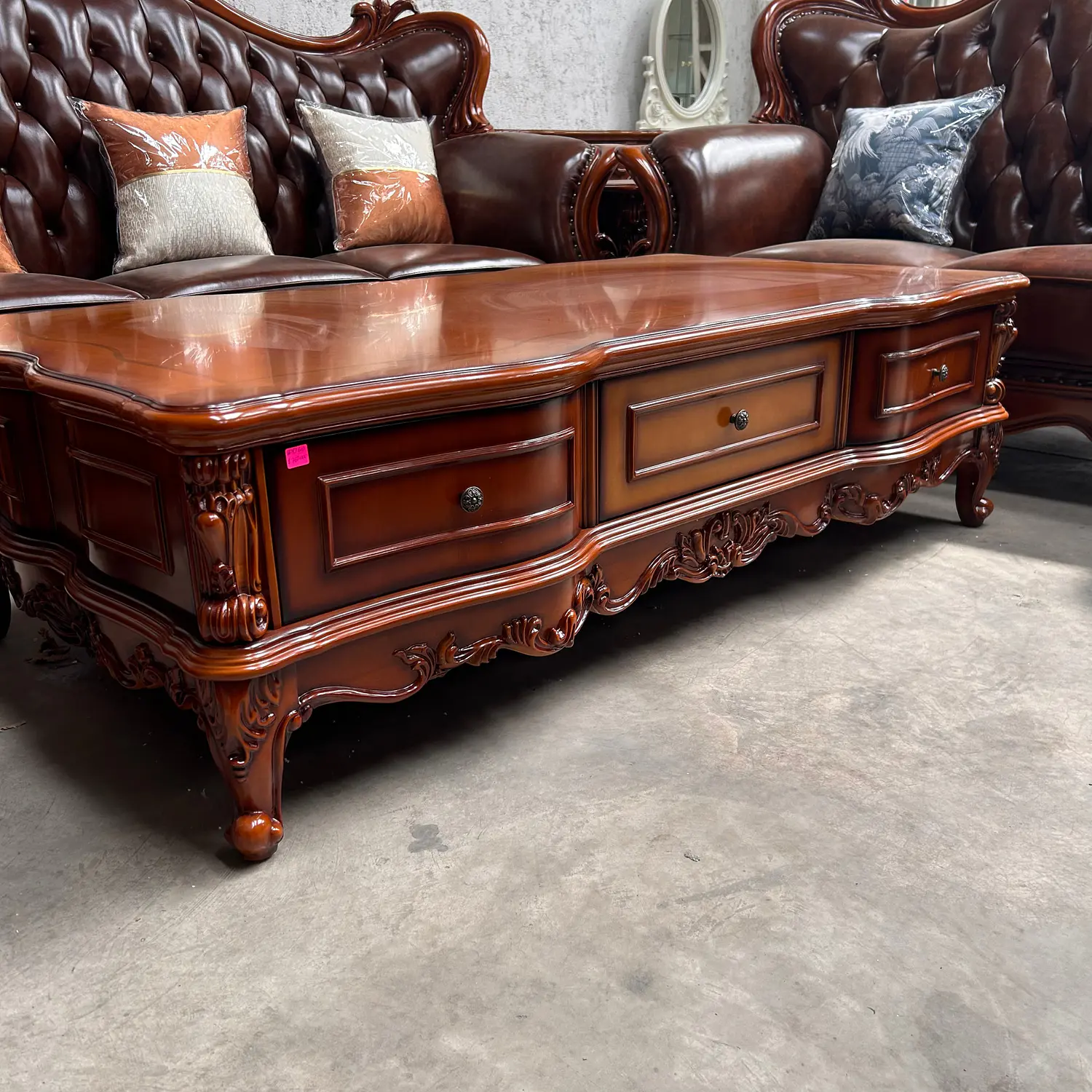 Mesa de Centro Grande de Madera con Almacenamiento  5