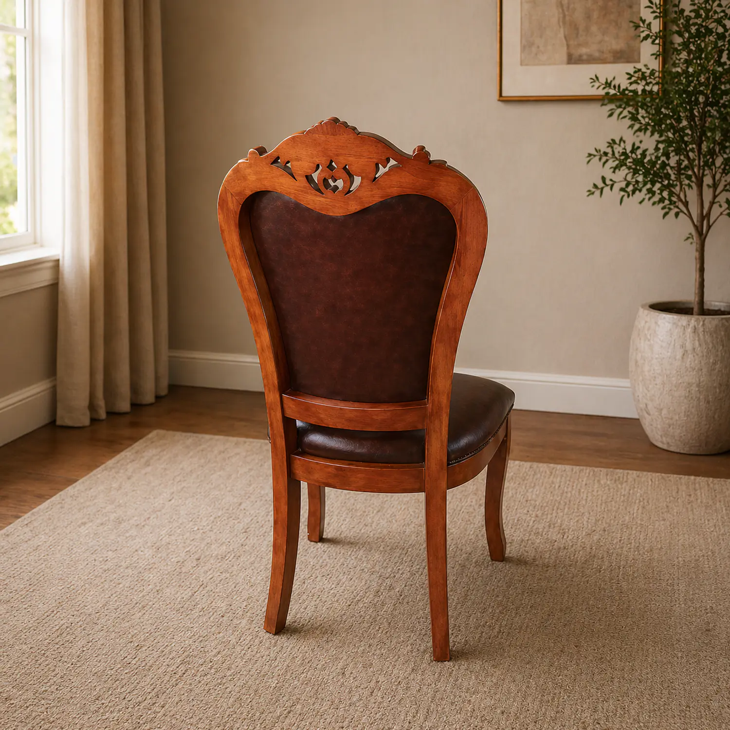 Silla de Comedor Clásica de Cadera Tapizada en Cuero Sintético 2