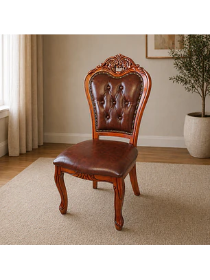 Silla de Comedor Clásica de Cadera Tapizada en Cuero Sintético