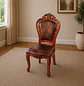 Silla Clásica de Madera Tallada con Eco Cuero Estilo Vintage - Miniatura 1