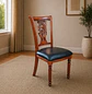 Silla de Madera Clásica Tallada con Asiento Tapizado Eco Cuero - Miniatura 2