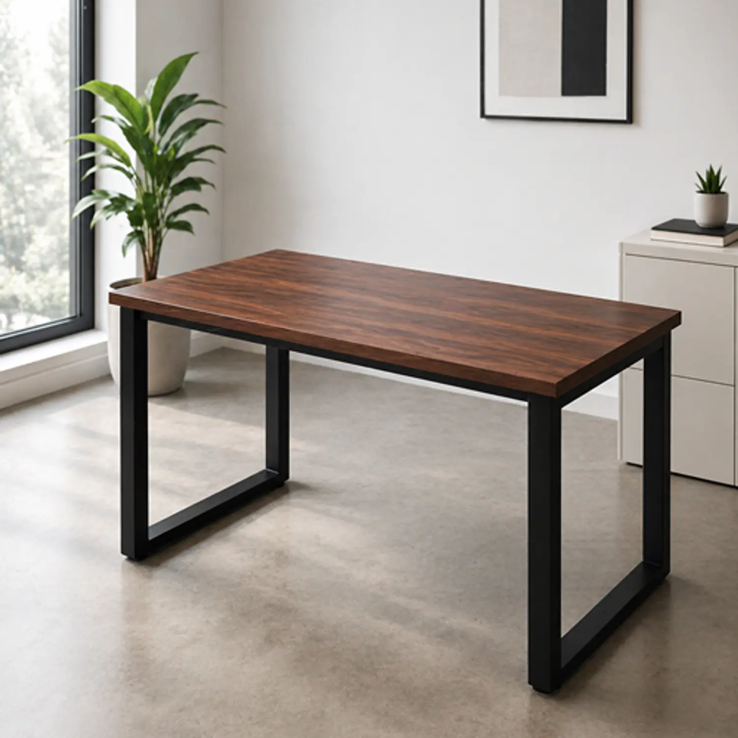 Escritorio para Oficina, Diseño moderno y funcional, minimalista, color Caobo 3