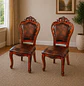 Set 2 Sillas de Madera Clásicas Tapizadas Vintage Cuero Café - Miniatura 1
