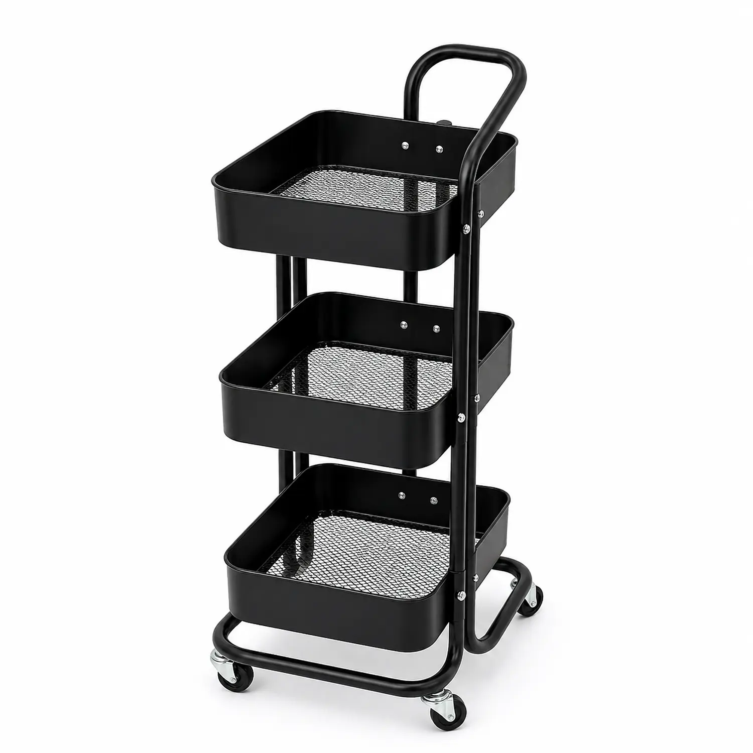 Carrito Peluquería Profesional 3 Bandejas con Ruedas Metálico Negro 4