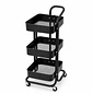 Carrito Peluquería Profesional 3 Bandejas con Ruedas Metálico Negro - Miniatura 4
