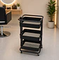 Carrito Peluquería Profesional 3 Bandejas con Ruedas Metálico Negro - Miniatura 2
