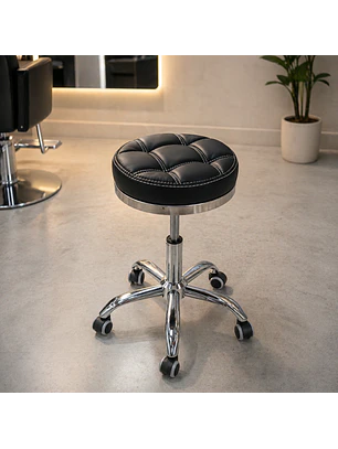 Banquito Barbería Estética Giratorio Hidráulico con Ruedas Profesional