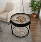 Mesa de Centro Reloj Decorativo con Vidrio y Mármol Negro y Gris - Miniatura 5