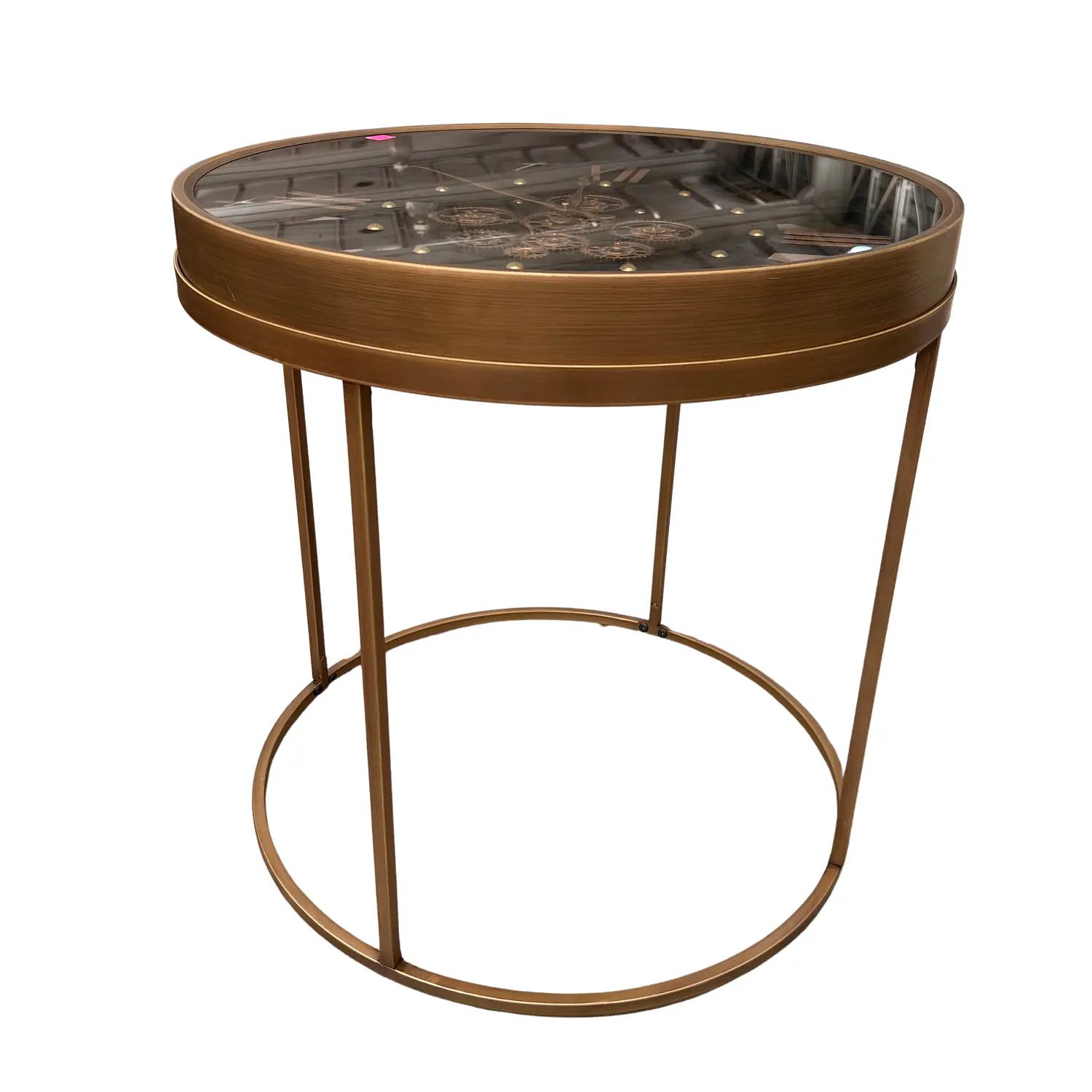 Mesa de Centro Reloj Industrial Dorado con Engranajes Vintage de Metal 4