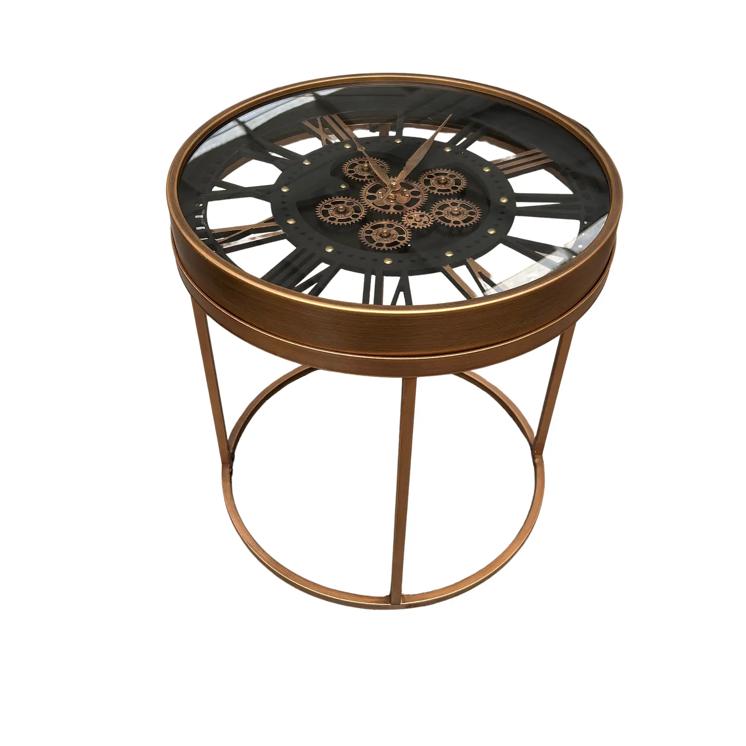 Mesa de Centro Reloj Industrial Dorado con Engranajes Vintage de Metal 5